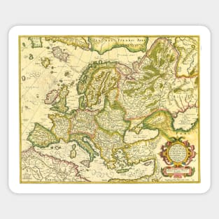 Antique Map of Europe by Gerardus and Rumold Mercator, 1595 Sticker